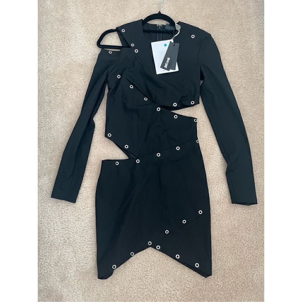 Just Cavalli Asymmetrical Cut Out Mini Dress NEW NWT